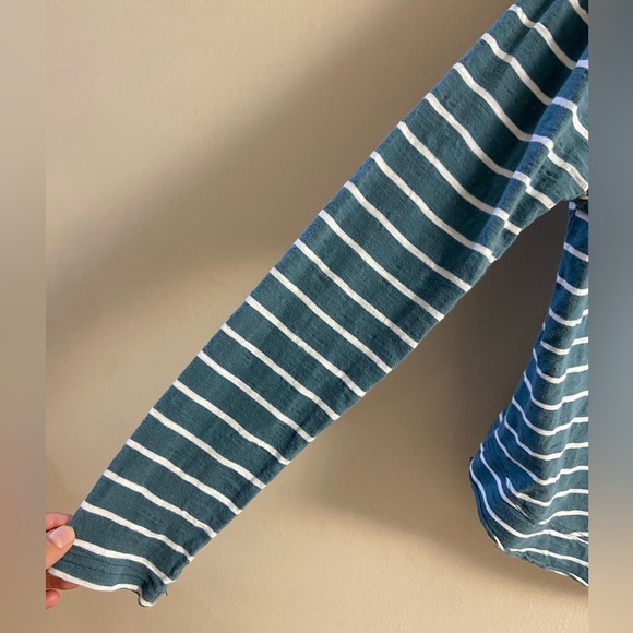 We the free crewneck top boxy fit striped dark teal oversized Small - Picture 3 of 7